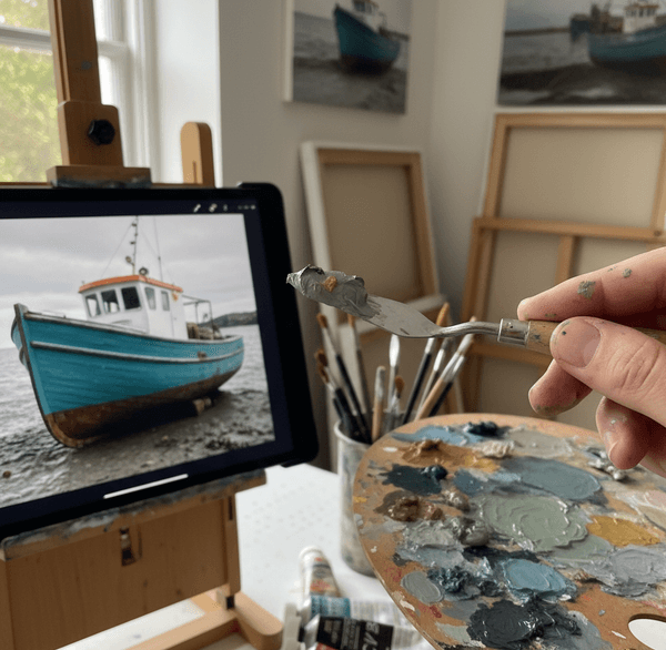 Artist struggling with color matching between reference photo and oil paints